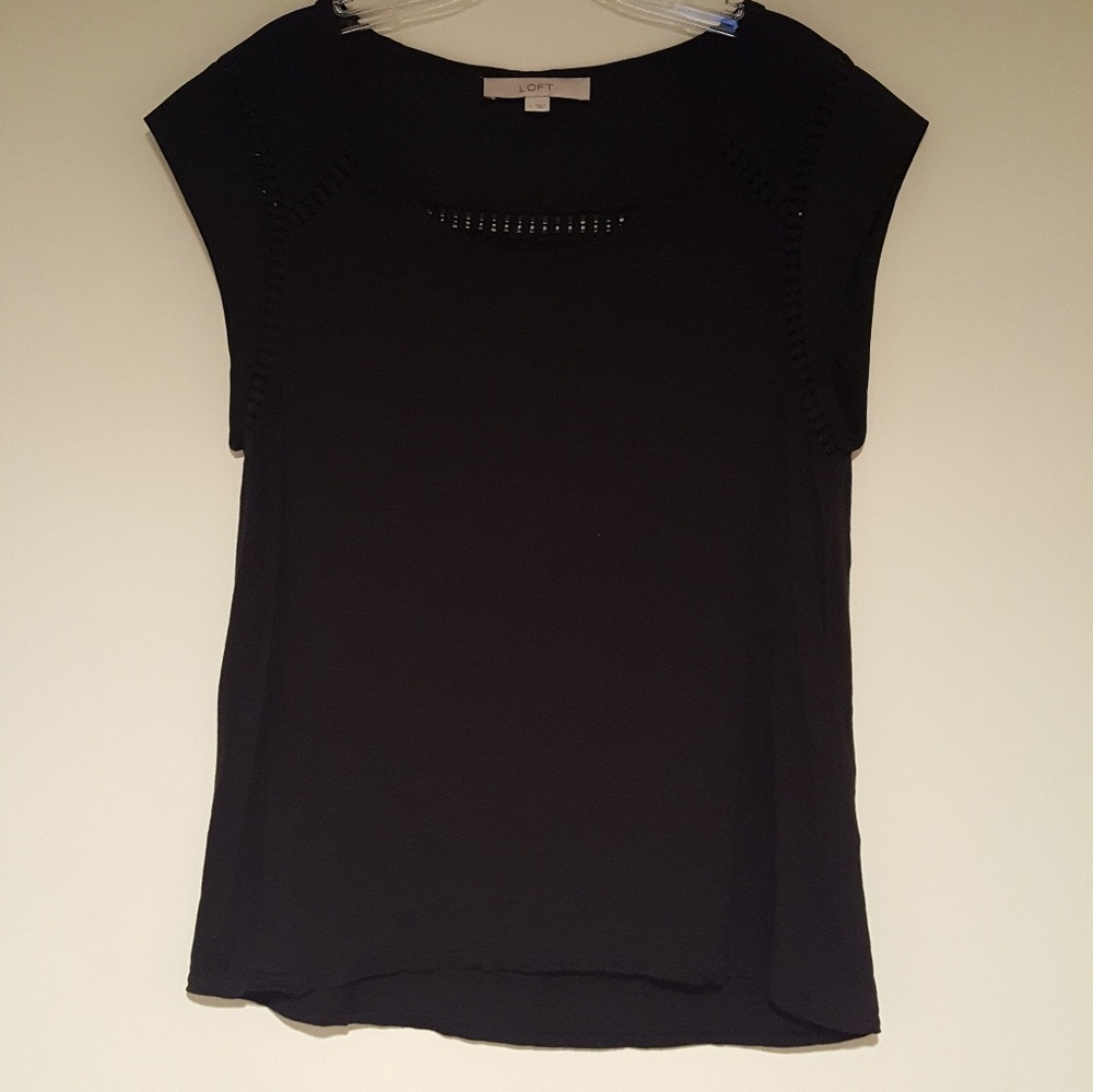 Loft Black Tee with Detailing